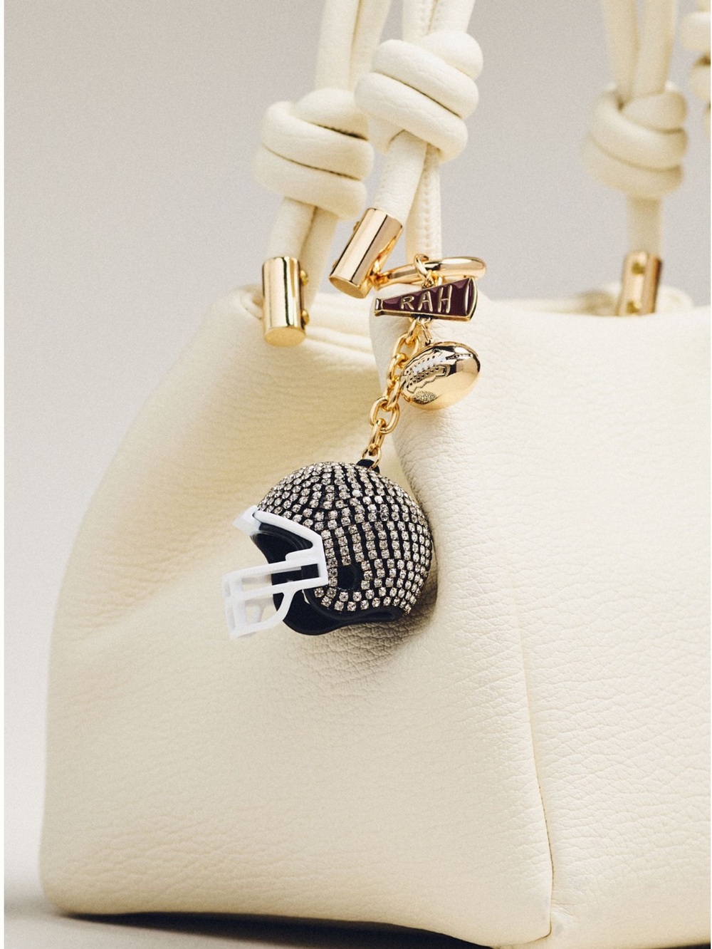 🏈Anthropologie Purse Bag Charm Keychain Sporty Football Helmet with Stones New